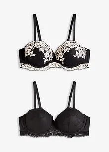 Balconette bh met tweekleurig kant (set van 2), bonprix