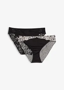 Slip van tweekleurig kant (set van 2), bonprix