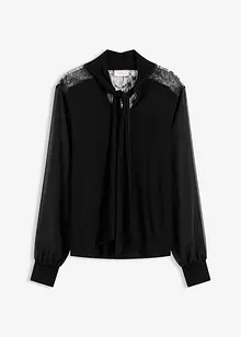 Shirt met strik en kant, bonprix