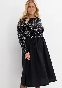 Jurk in een mix van materialen van puur katoen, bonprix