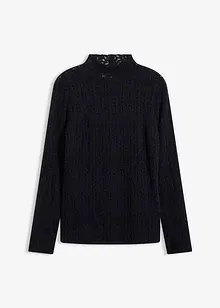 Colshirt met kant, bonprix