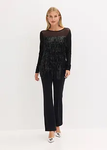 Longsleeve met pailletten franjes, bonprix