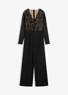 Jersey jumpsuit met kant, bonprix
