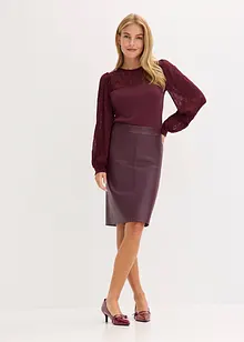 Knie-lange imitatiesuède rok met nauwsluitende pasvorm, bonprix