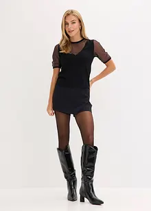 Fijn gebreide trui met mesh inzetstuk, bonprix