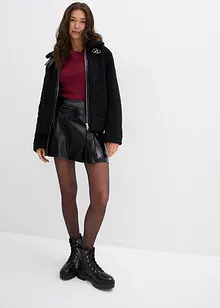 Korte rok van imitatieleer met plooien, bonprix