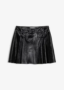 Korte rok van imitatieleer met plooien, bonprix