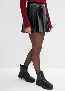 Korte rok van imitatieleer met plooien, bonprix