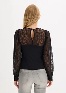 Longsleeve met kant, bonprix