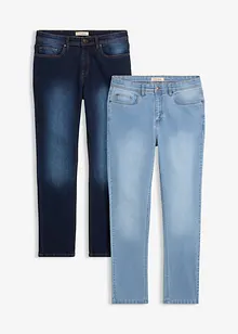 Regular fit stretch jeans, straight (set van 2), bonprix