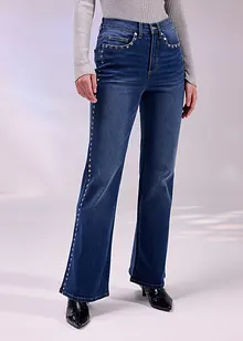 Flared jeans met studs, high waist, bonprix