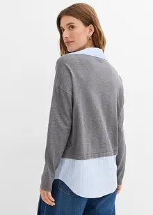 Fijn gebreide trui met blouse-inzet, bonprix