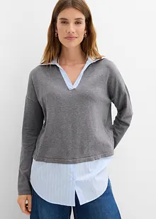 Fijn gebreide trui met blouse-inzet, bonprix
