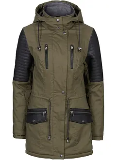 Parka met imitatieleer, bonprix