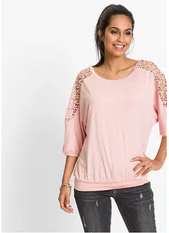 Oversized shirt met kant, bonprix
