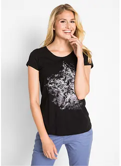Katoenen shirt van slub garen, korte mouw, bonprix