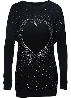 Lange trui met glittersteentjes, bonprix