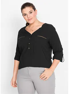 Viscose blouse met V-hals, lange mouw, bonprix