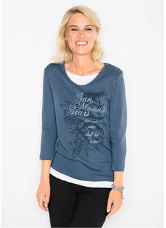 2-in-1 shirt van katoen, 3/4 mouw, bonprix