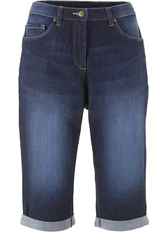 Stretch jeans bermuda met omslag, bonprix