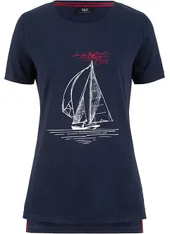 Katoenen T-shirt met print en zijsplitten, bonprix