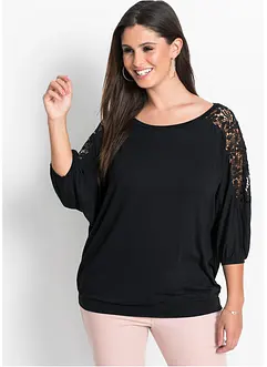 Oversized shirt met kant, bonprix