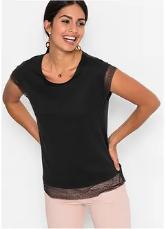 Boxy shirt met kant, bonprix