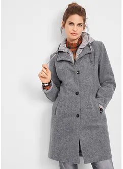 Korte coat in wollen look, in layerlook, bonprix