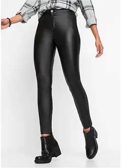 Imitatieleren broek high waist, bonprix