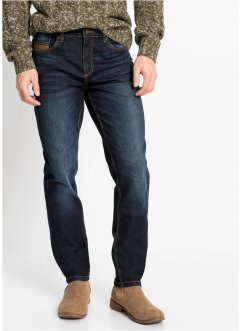 Slim fit stretch jeans met imitatieleren details, straight, John Baner JEANSWEAR