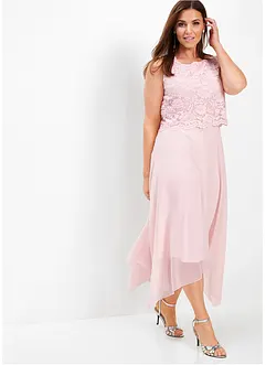 Premium chiffon midi jurk met kant, bonprix