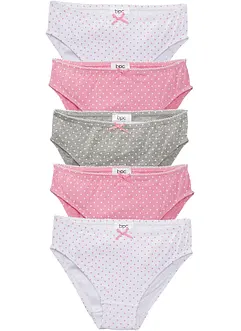 Meisjes slips met satijnen strikje (set van 5), bonprix
