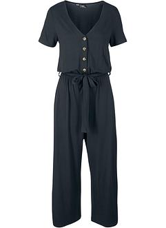 Jersey jumpsuit met V-hals, korte mouw, bpc bonprix collection