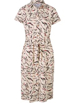 Gedessineerde jurk met linnen, bpc bonprix collection