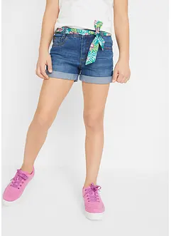 Meisjes jeans short met ceintuur, bonprix