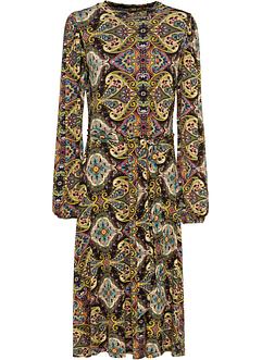 Jersey jurk met paisleyprint, lange mouw, BODYFLIRT