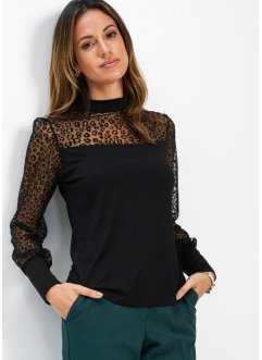 Shirt met transparante mouwen en een trendy animalprint, bpc selection