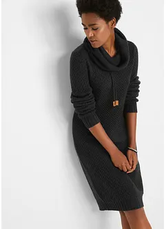 Gebreide jurk met sjaalkraag, bonprix
