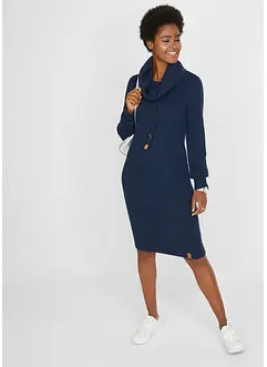 Gebreide jurk met sjaalkraag, bonprix