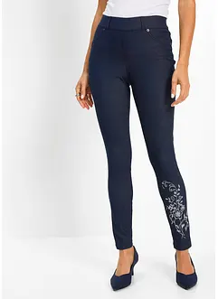 Jegging met bloemenprint en glittersteentjes, bonprix