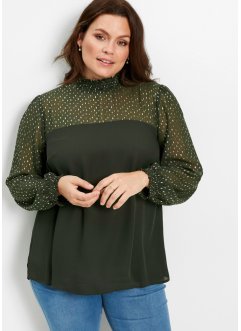 Vrouwen gedrukt verfraaid polyester plus size tuniek top blouse 1X-2X Kleding Dameskleding Tops & T-shirts Tunieken 
