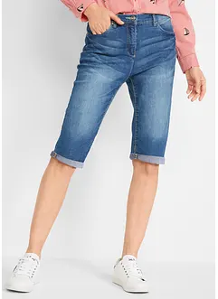 Stretch jeans bermuda met omslag, bonprix