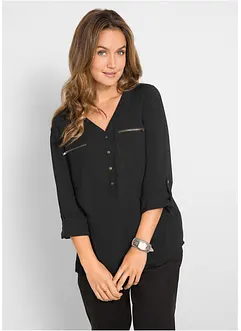 Viscose blouse met V-hals, lange mouw, bonprix