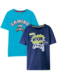 Jongens T-shirt (set van 2) met biologisch katoen, bonprix