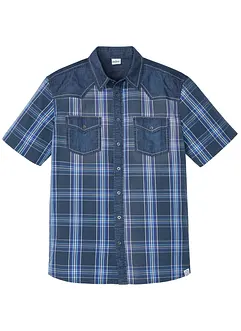 Overhemd met denim details en korte mouwen, bonprix