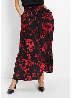 Viscose maxi rok met comfortband en strikkoordjes, bonprix