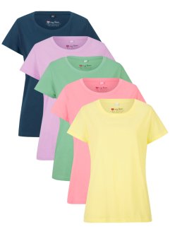 Shirt met ronde hals (set van 5), korte mouw, bpc bonprix collection