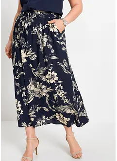 Viscose maxi rok met comfortband en strikkoordjes, bonprix