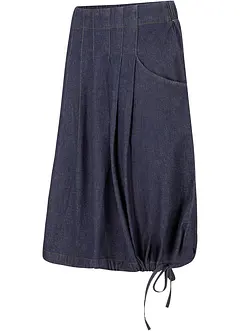 Stretch spijkerrok met biezen, striklintjes en comfortband, bonprix