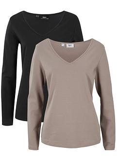 Longsleeve met V-hals (set van 2), bpc bonprix collection